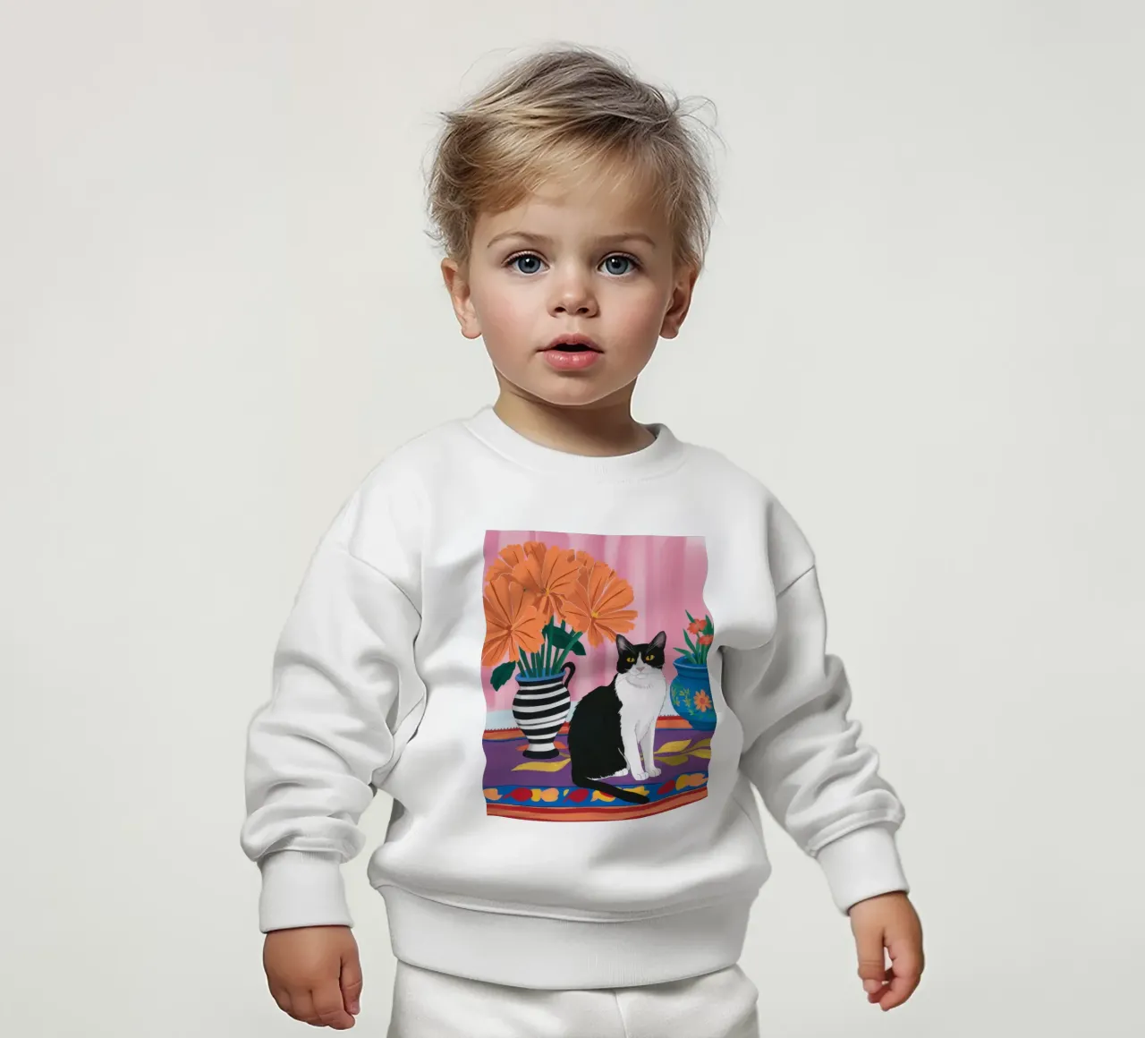 Gatto su un vaso a righe felpa neonato da Veil Maya