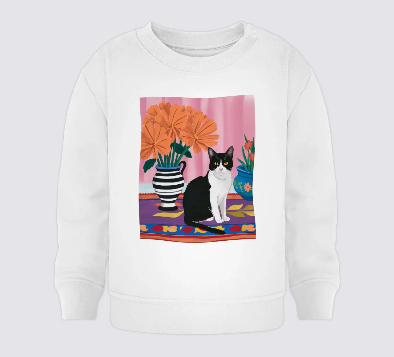 Gatto su un vaso a righe felpa neonato da Veil Maya