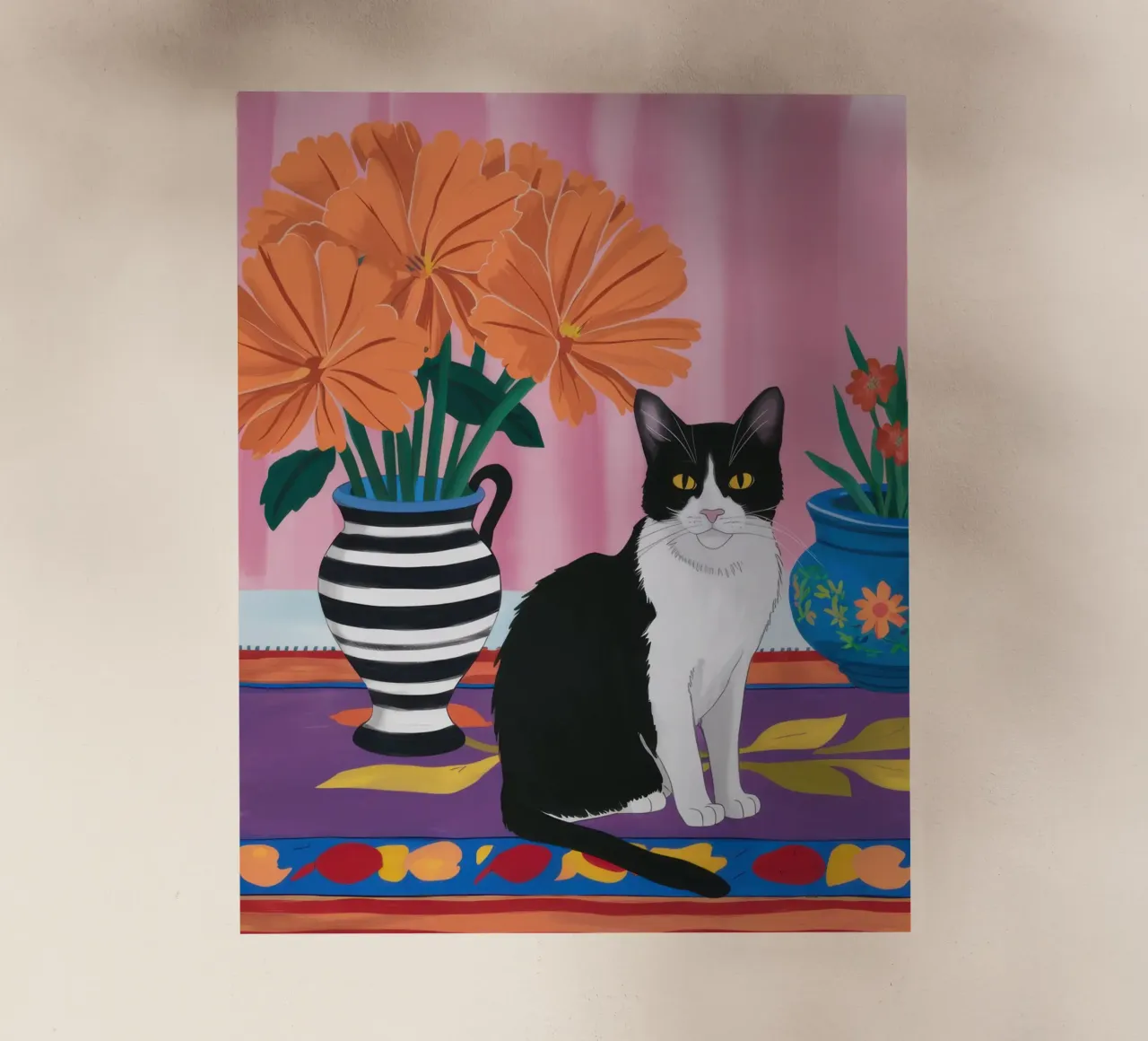 Gatto su un vaso a righe pellicola backlit da Veil Maya