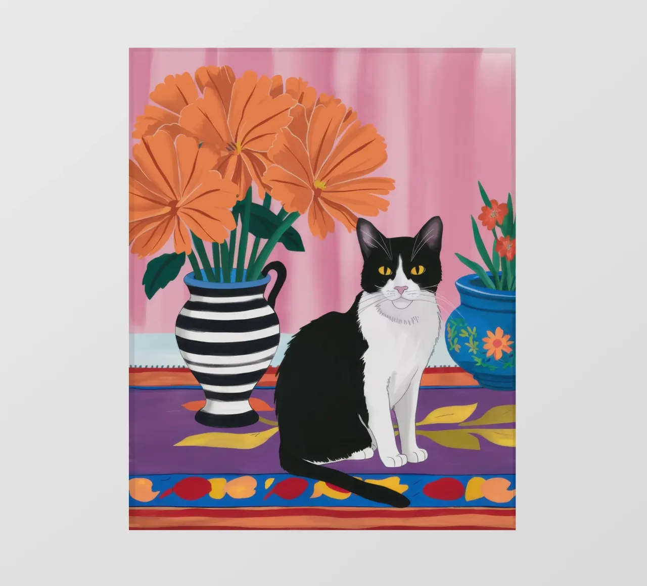 Gatto su un vaso a righe pellicola backlit da Veil Maya