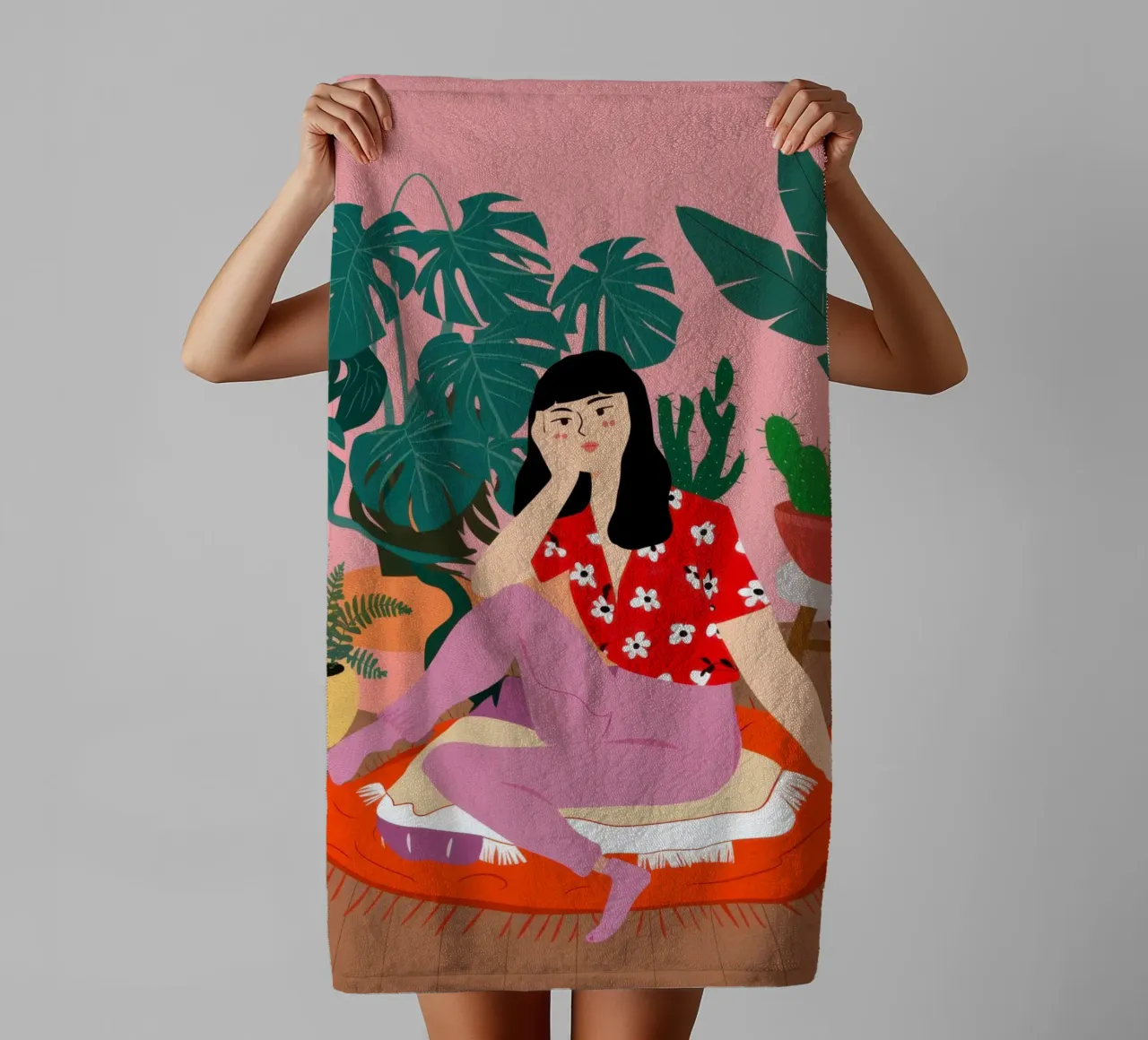 Red Polka Dot Repose towel by Veil Maya