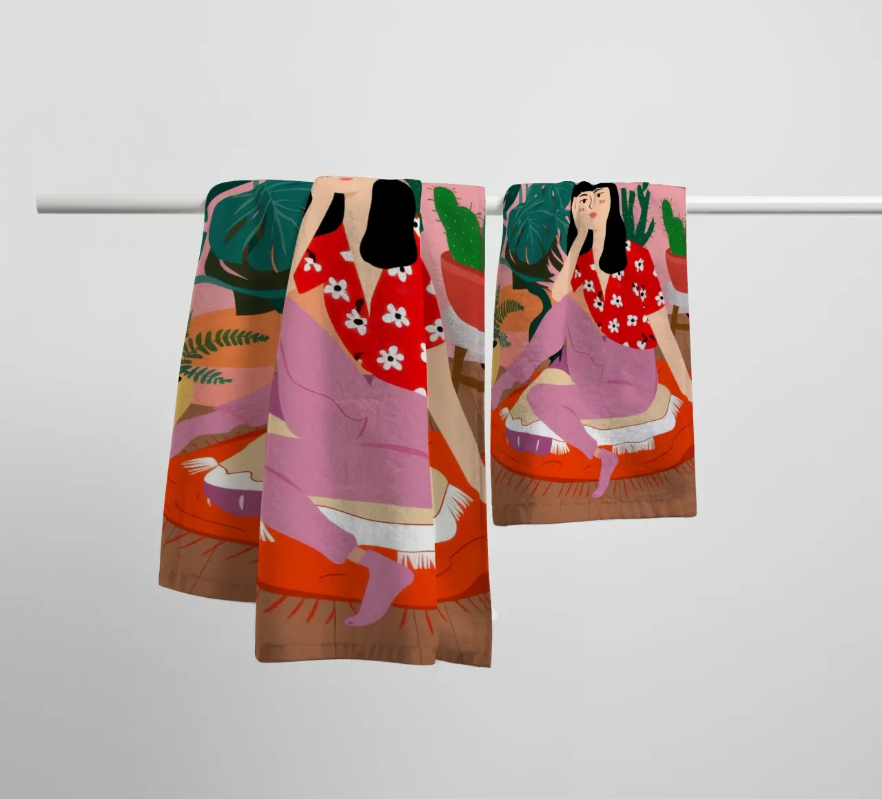 Red Polka Dot Repose towel by Veil Maya