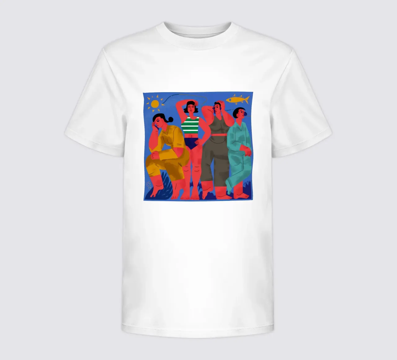 Seaside Friendship kids t-shirt by Flock Reverie