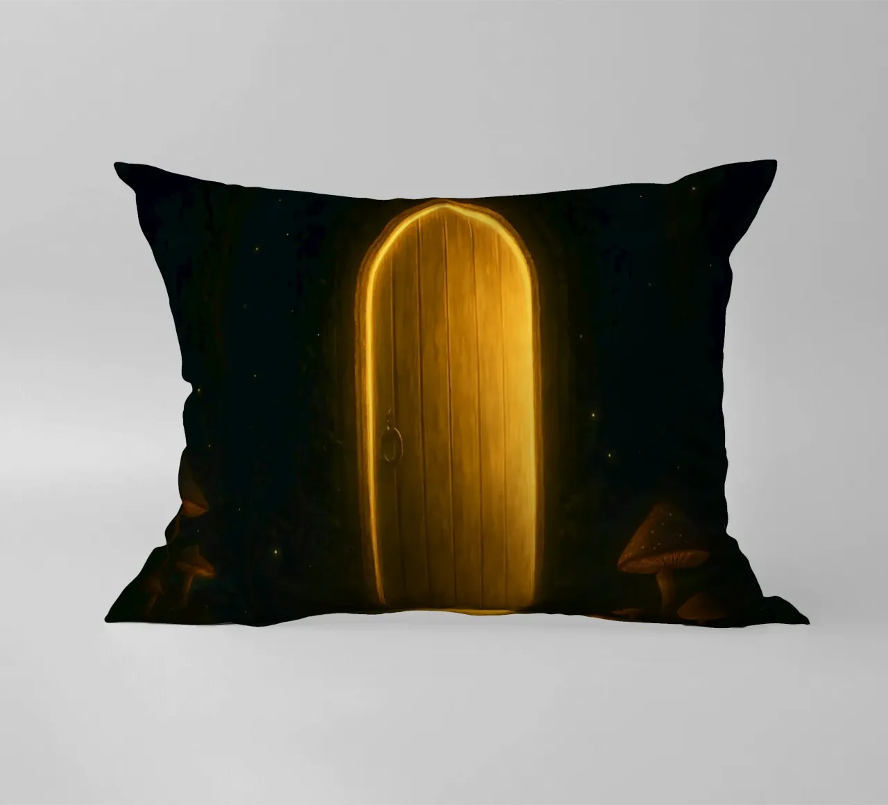 The Enchanted Door – A Portal to the Unknown decorative cushion by Graceful Desine