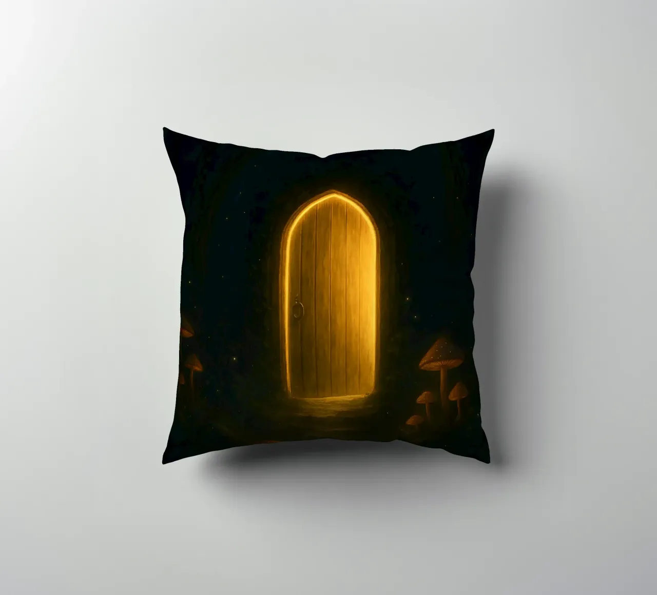The Enchanted Door – A Portal to the Unknown decorative cushion by Graceful Desine