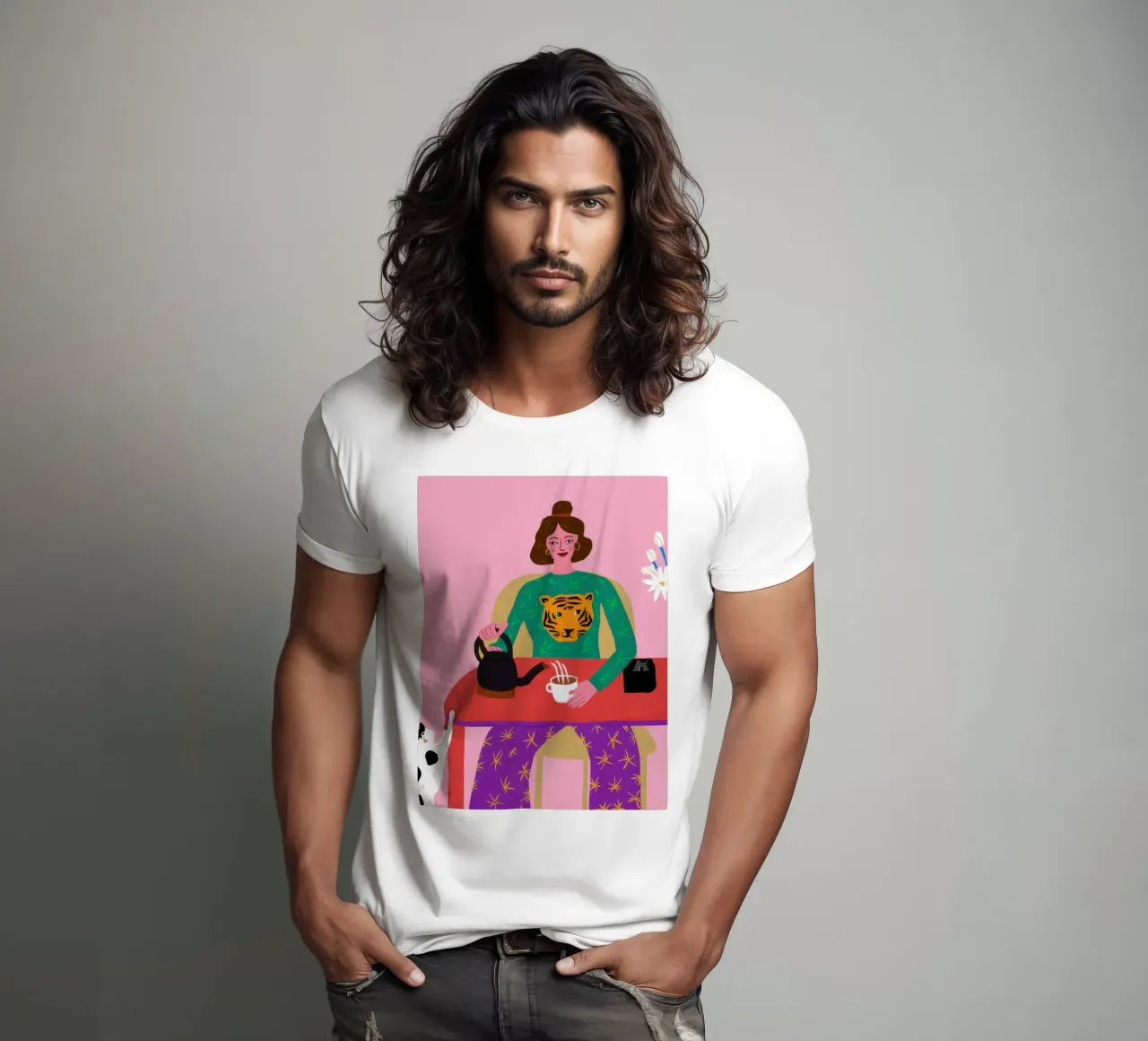Trio felino tigrato t-shirt da Prism Ritual