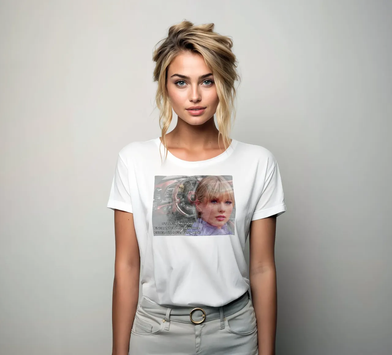 Taylor Swift con la Ferrari t-shirt da donna da Abasa Inaraya