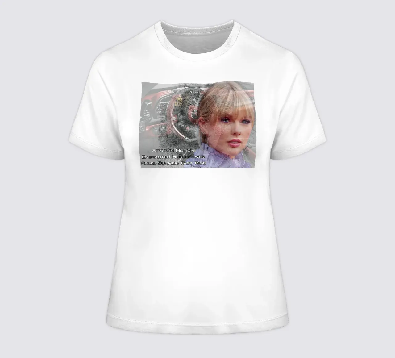 Taylor Swift con la Ferrari t-shirt da donna da Abasa Inaraya