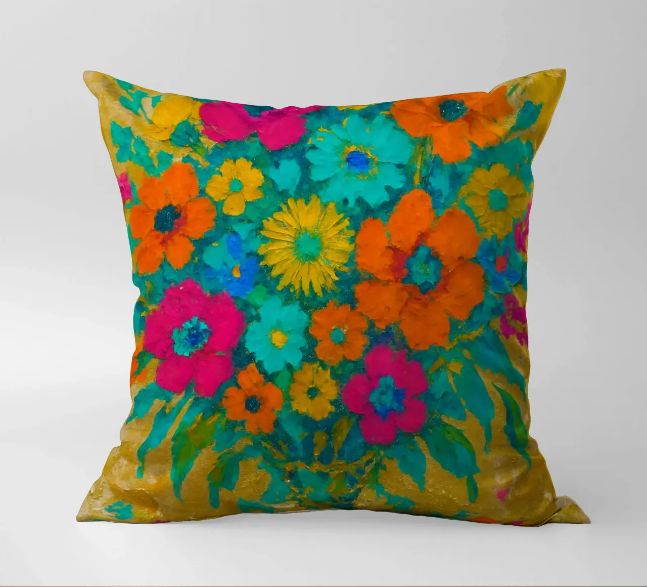 Golden Bloom - Bouquet vibrante in oro cuscino da Graceful Desine