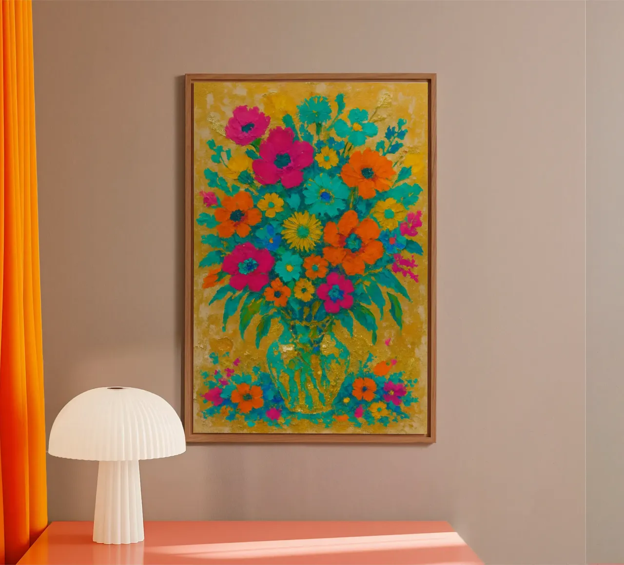 Golden Bloom - Bouquet vibrante in oro alluminio dibond da Graceful Desine