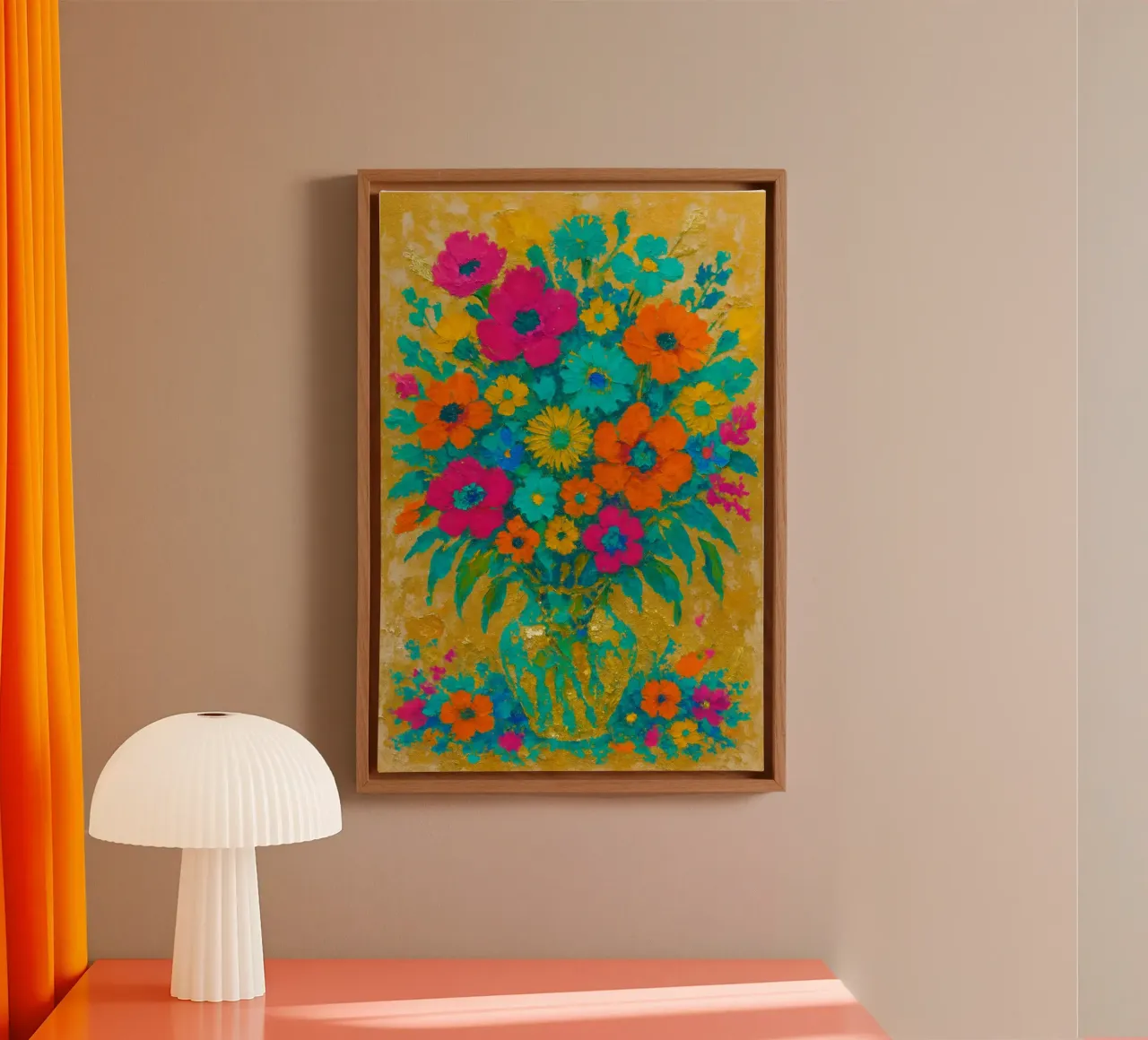 Golden Bloom - Bouquet vibrante in oro tela da Graceful Desine