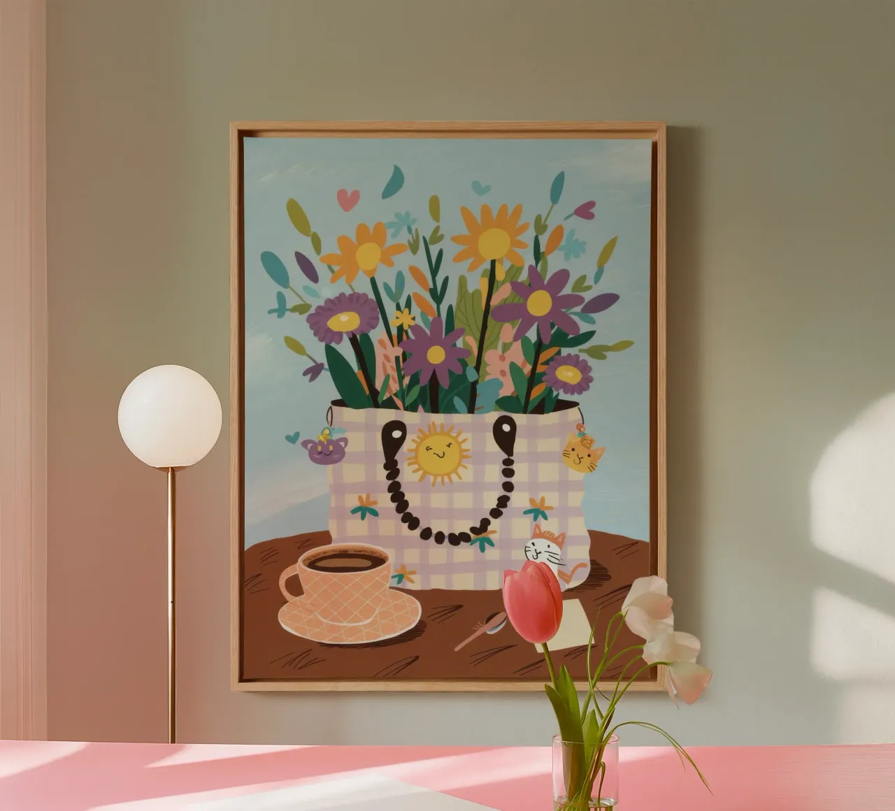 Cafe Bloemenaroma canvas met Baklijst van Prism Ritual