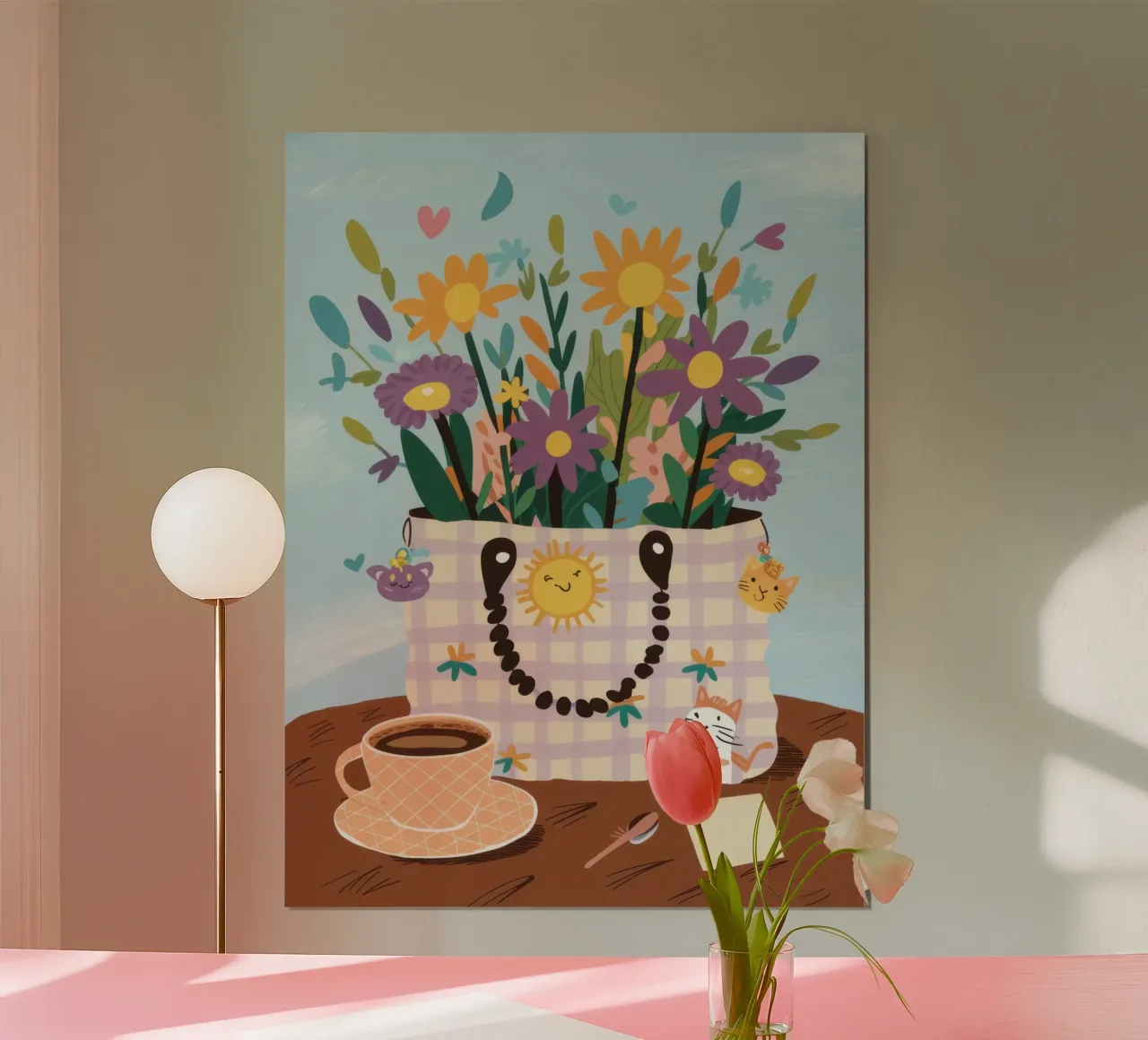Aroma floreale del caffè poster con telaio in legno da Prism Ritual