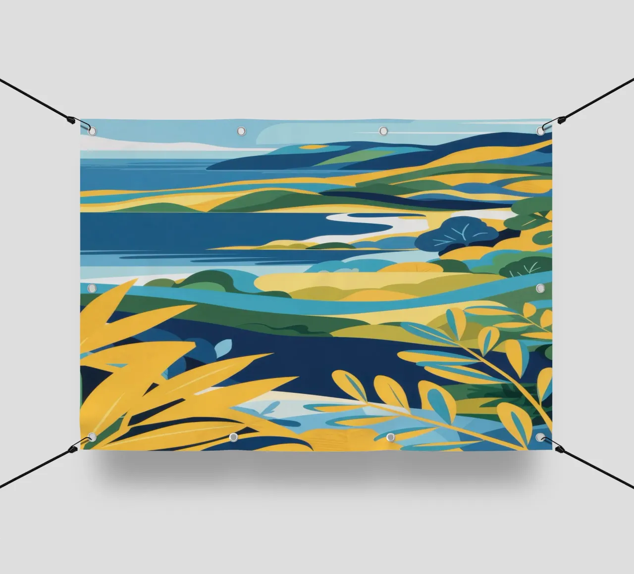 Vista delle colline costiere telo in pvc da Flock Reverie