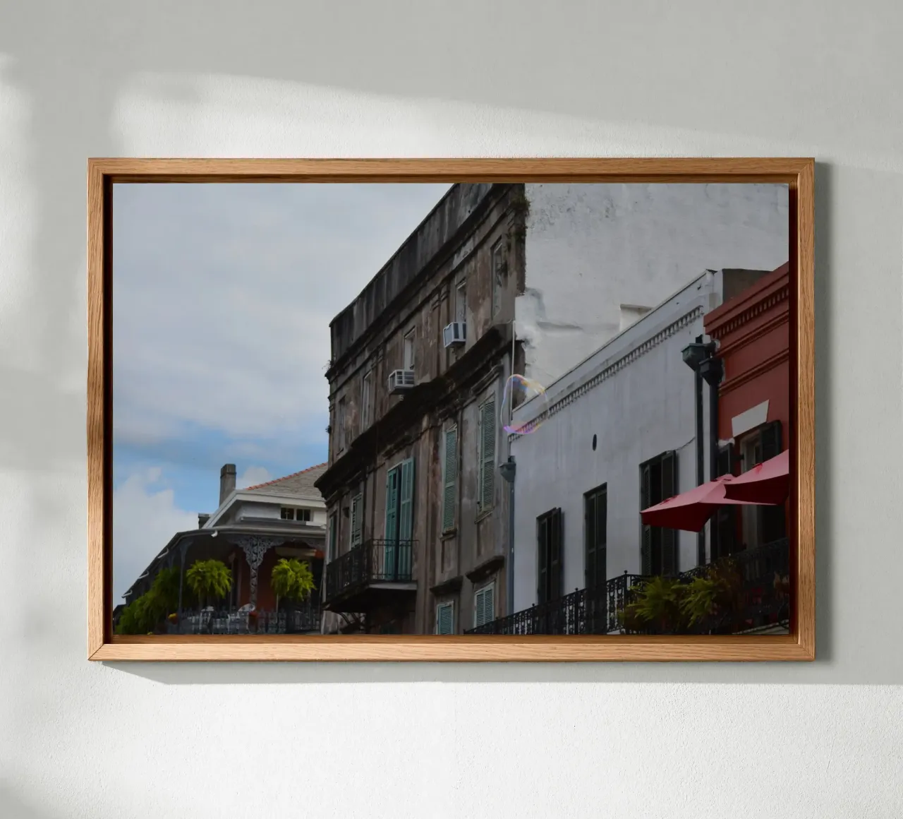 Delicate Soap Bubble Drifting Up in New Orleans canvas by byrieneke