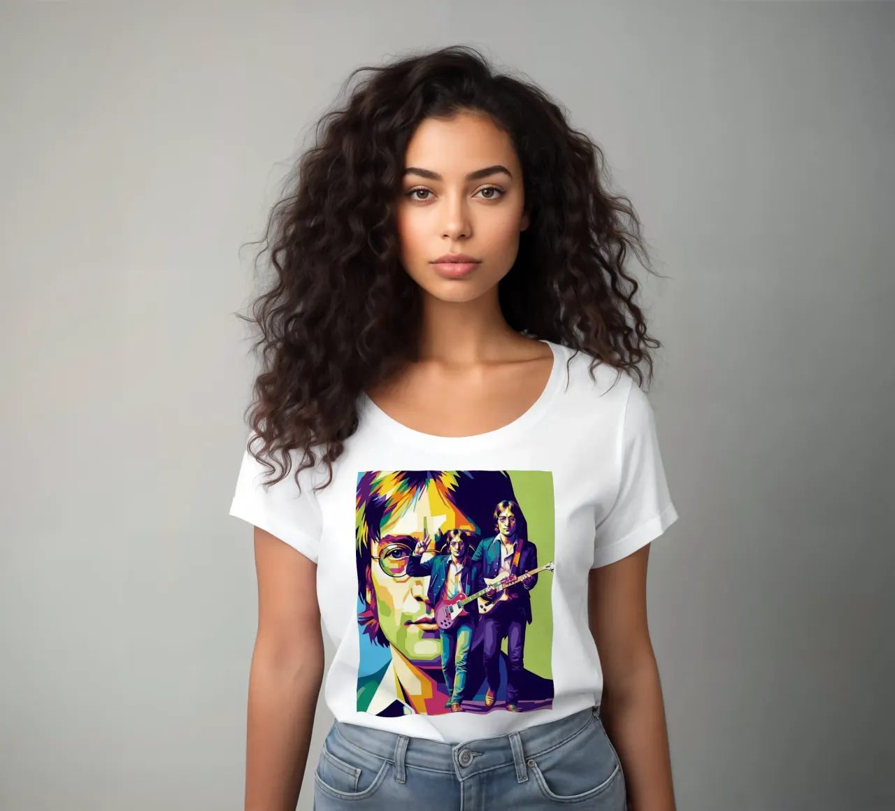 John Lennon WPAP art style women's fitted t-shirt by Hantamrata