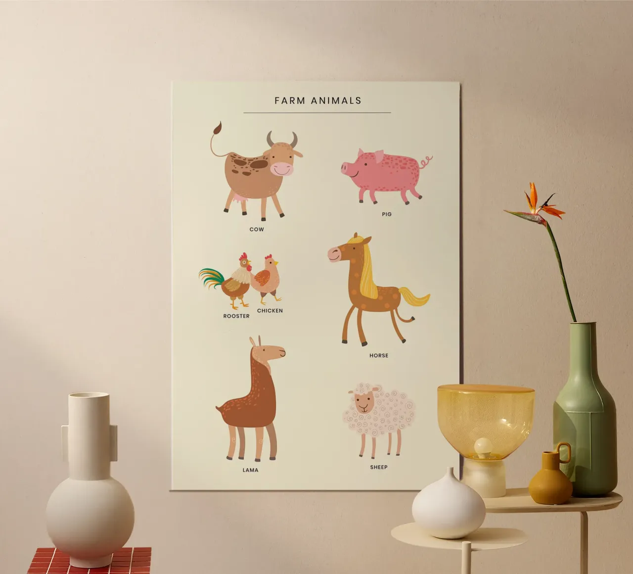 Boerderijdieren poster met kunststof frame van muench benjamin