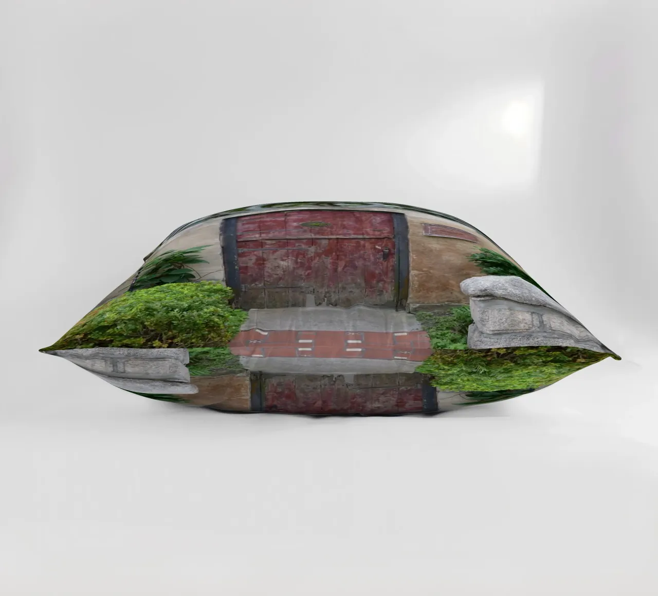 Charming Stone Wall and Wooden Door in St. Augustine decorative cushion by byrieneke