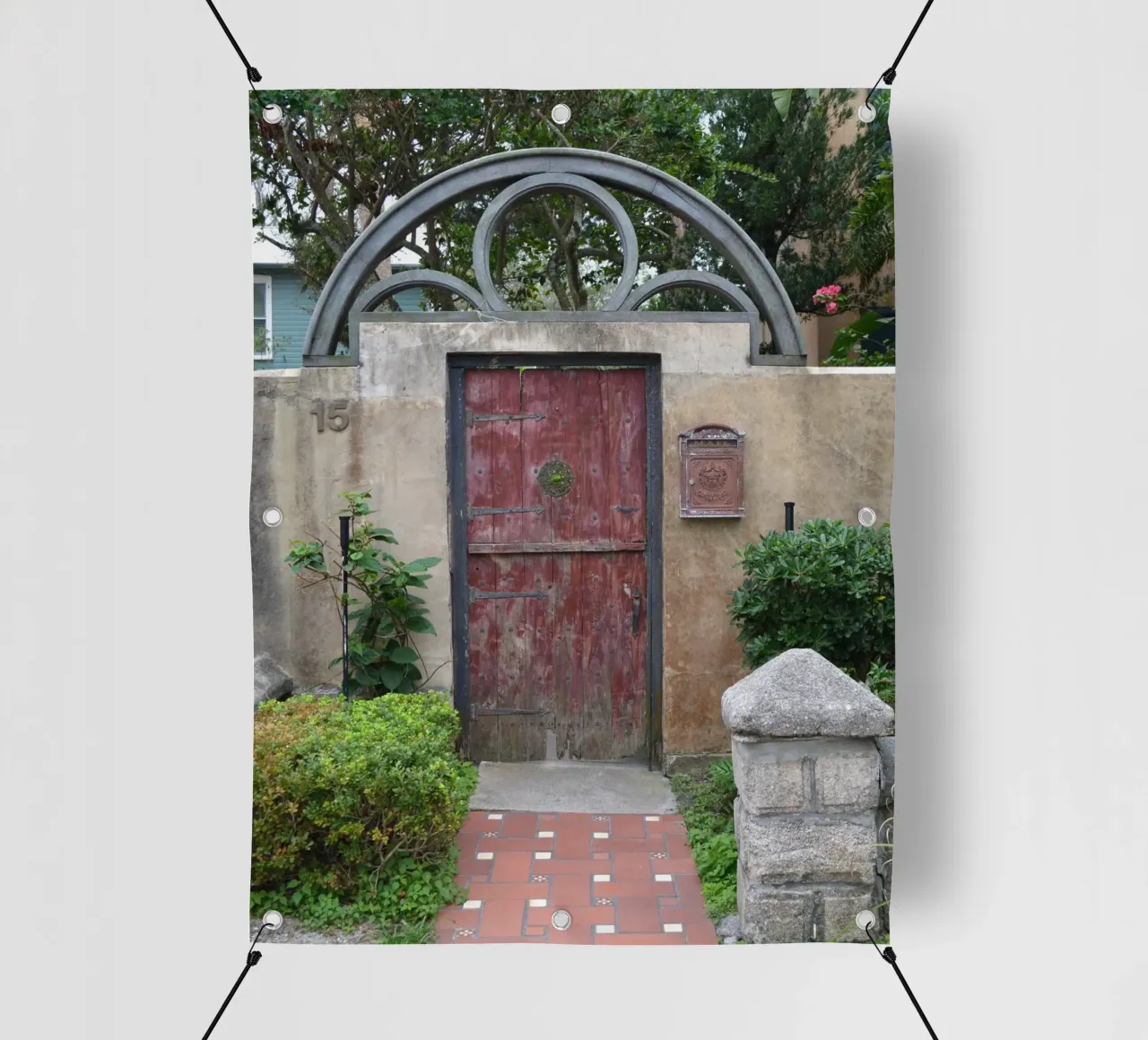 Charming Stone Wall and Wooden Door in St. Augustine pvc cover by byrieneke