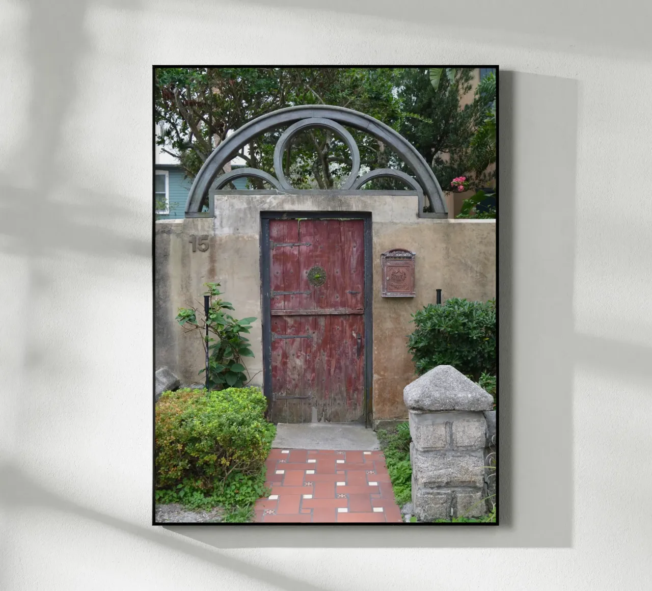 Charming Stone Wall and Wooden Door in St. Augustine acrylic glass by byrieneke