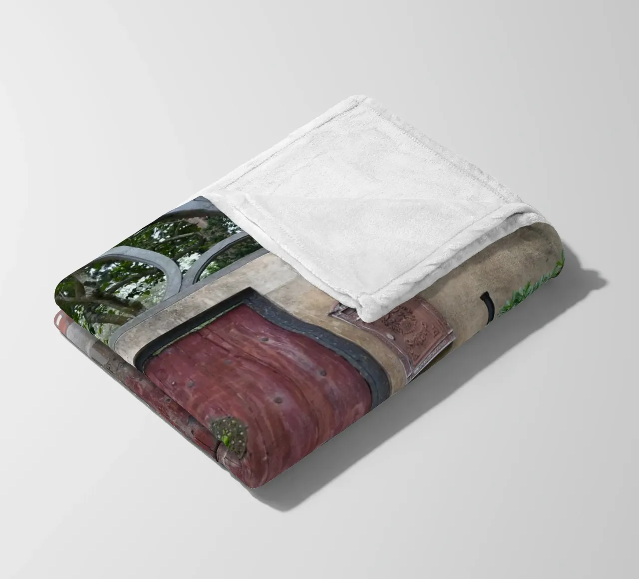Charming Stone Wall and Wooden Door in St. Augustine fleece blanket by byrieneke