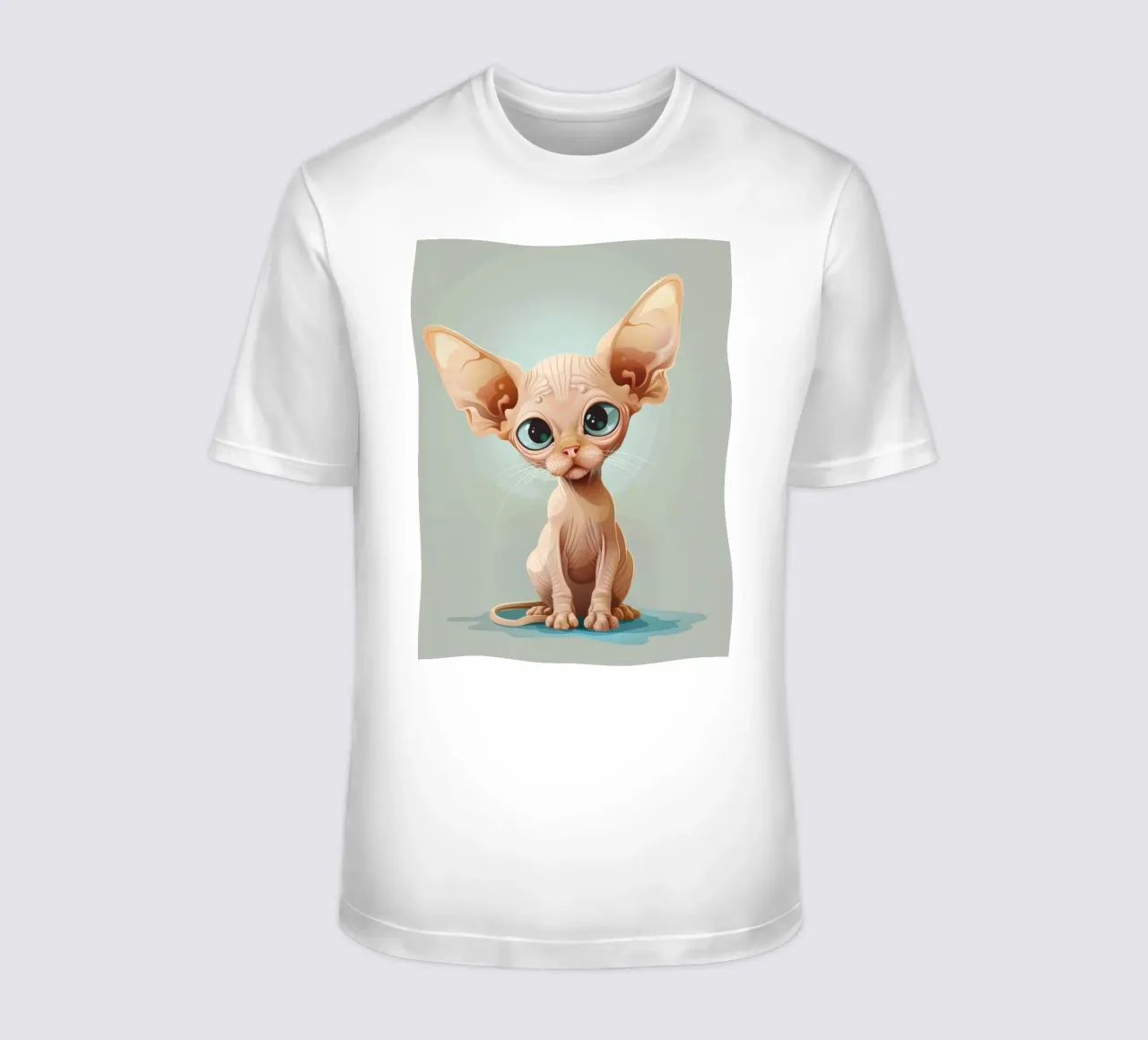 Simpatico gatto senza pelo con occhi grandi e orecchie sporgenti t-shirt da DesignDoodle