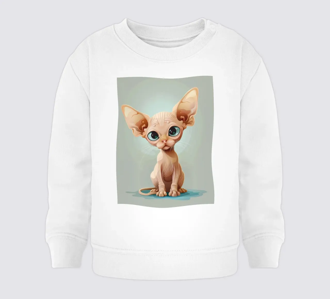 Simpatico gatto senza pelo con occhi grandi e orecchie sporgenti felpa neonato da DesignDoodle