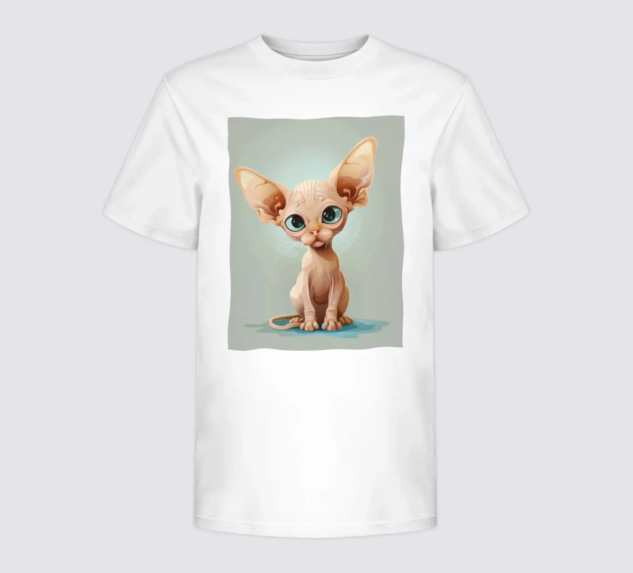 Cute hairless cat with oversized eyes and prominent ears kids t-shirt by DesignDoodle