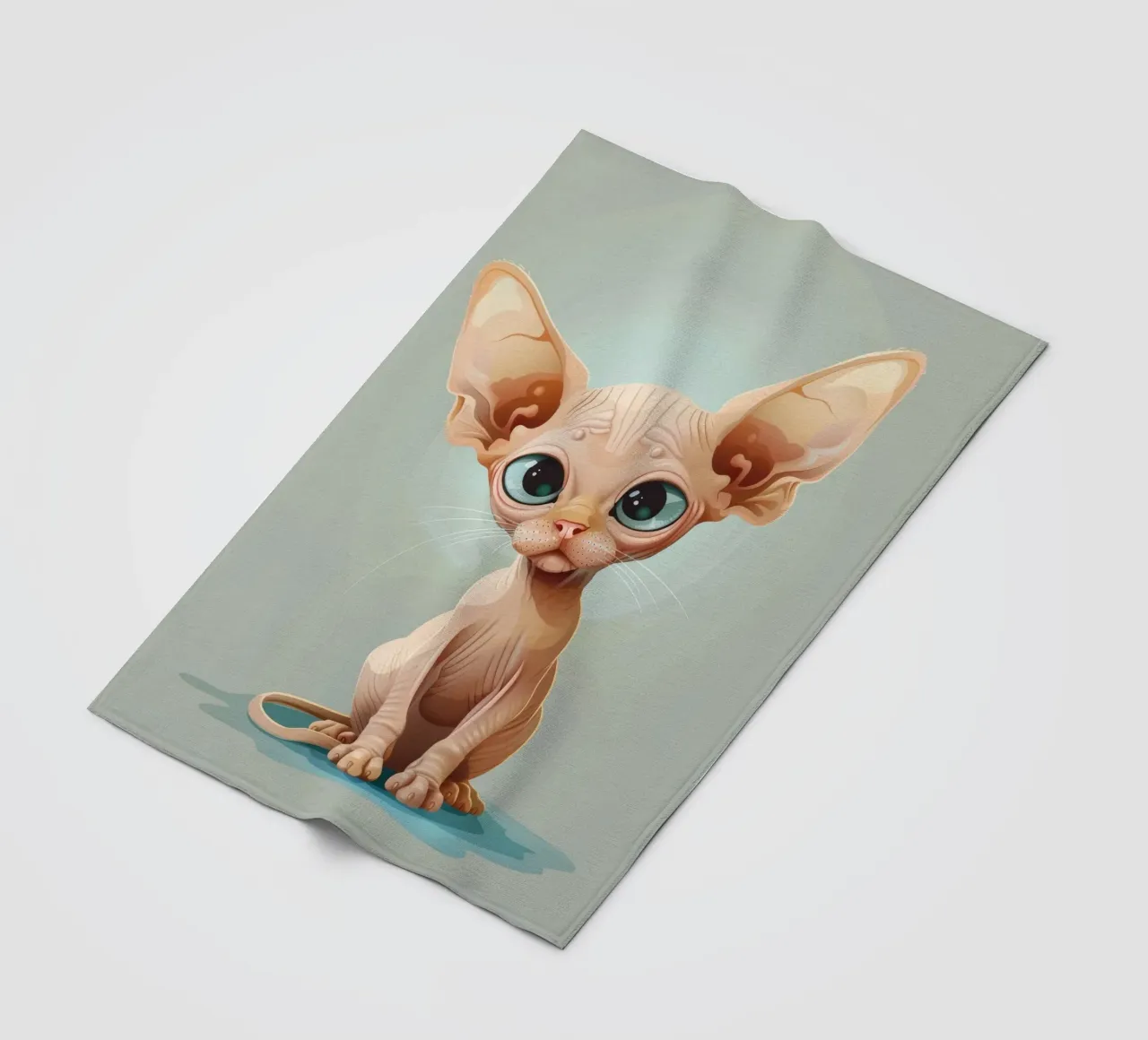 Simpatico gatto senza pelo con occhi grandi e orecchie sporgenti coperta in pile da DesignDoodle