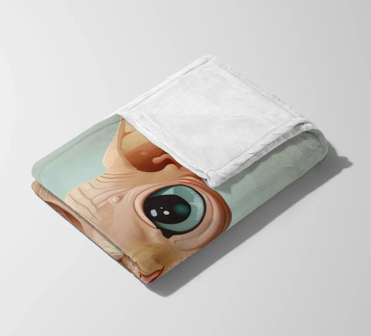 Simpatico gatto senza pelo con occhi grandi e orecchie sporgenti coperta in pile da DesignDoodle