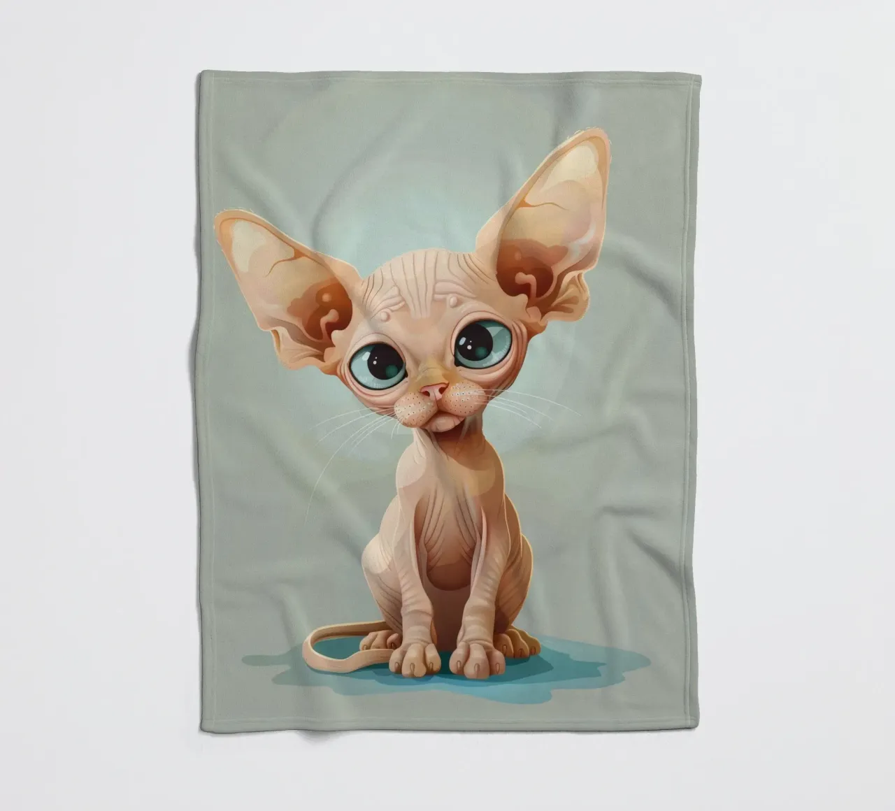 Simpatico gatto senza pelo con occhi grandi e orecchie sporgenti coperta in pile da DesignDoodle