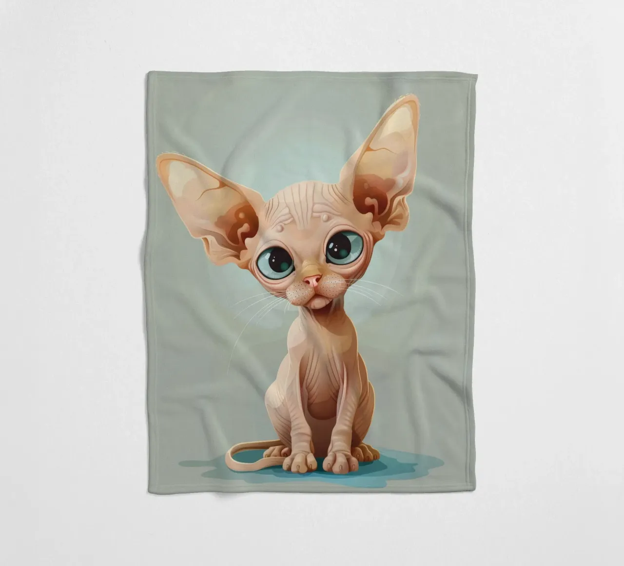 Simpatico gatto senza pelo con occhi grandi e orecchie sporgenti coperta in pile da DesignDoodle