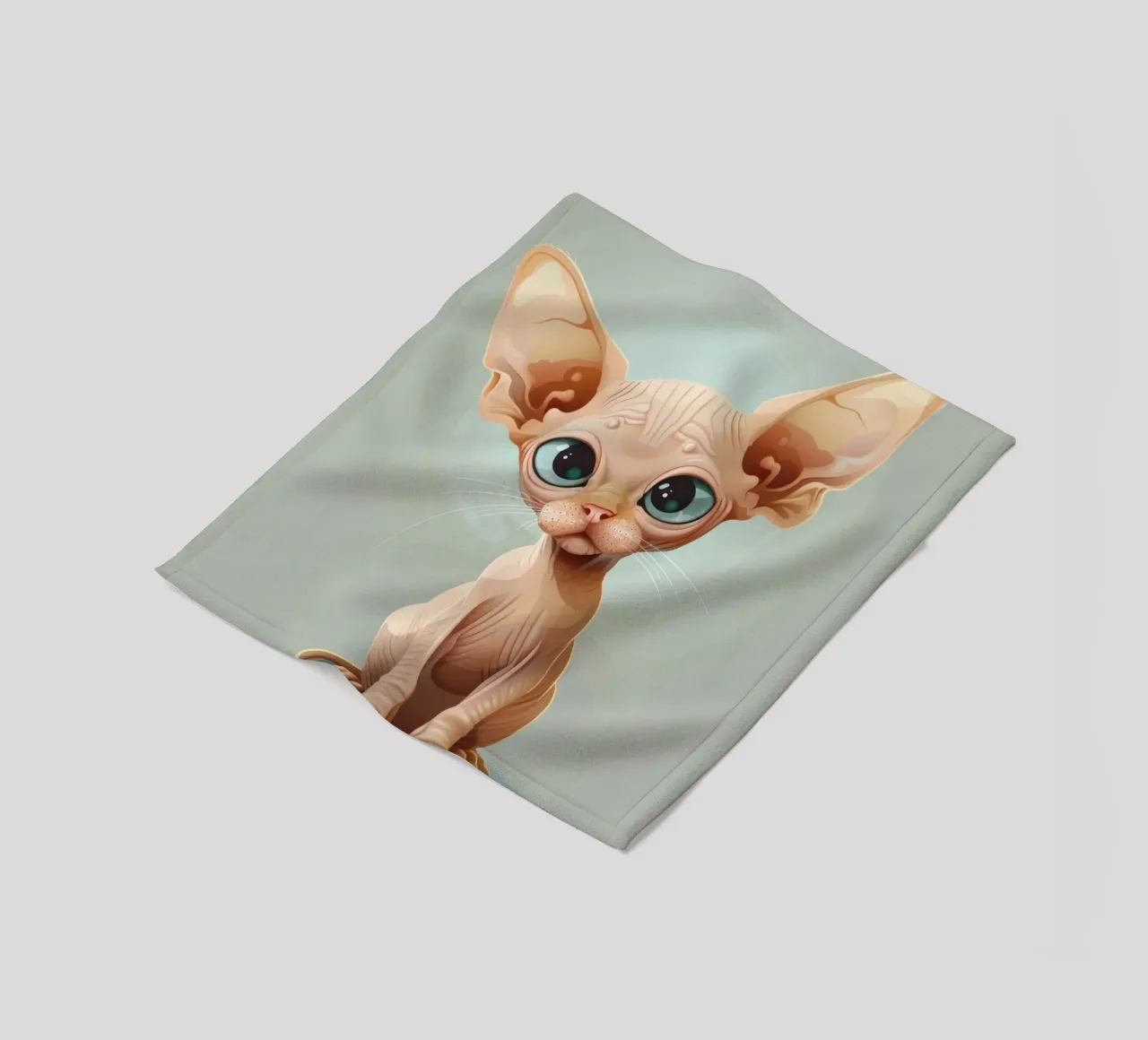 Simpatico gatto senza pelo con occhi grandi e orecchie sporgenti coperta in pile da DesignDoodle