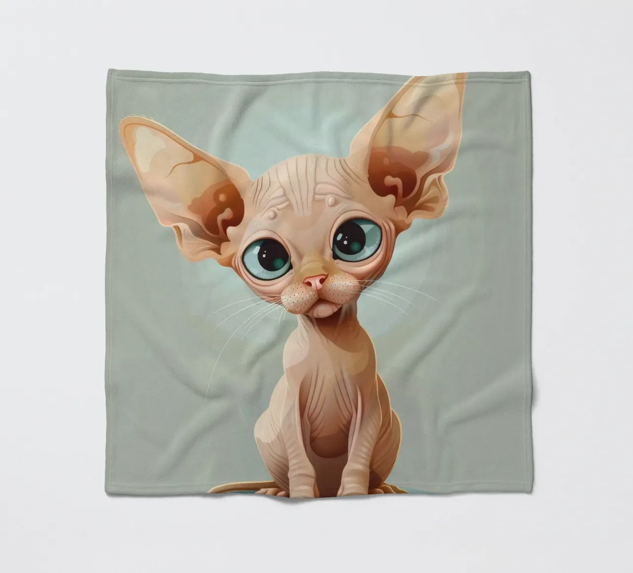 Simpatico gatto senza pelo con occhi grandi e orecchie sporgenti coperta in pile da DesignDoodle