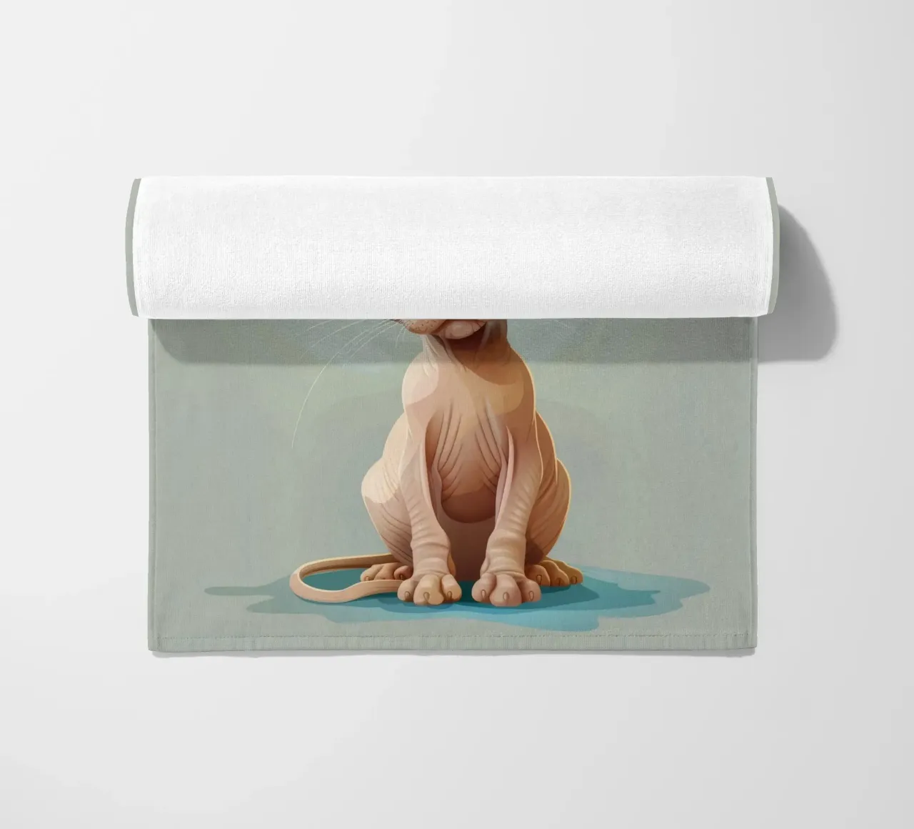 Simpatico gatto senza pelo con occhi grandi e orecchie sporgenti telo mare da DesignDoodle