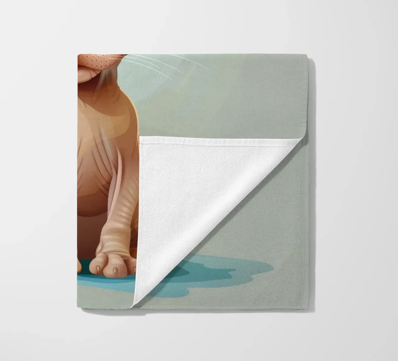 Simpatico gatto senza pelo con occhi grandi e orecchie sporgenti telo mare da DesignDoodle