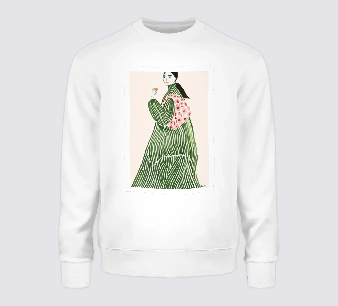 rayures femme motif fleuri cheveux longs vert sweat de William Allen