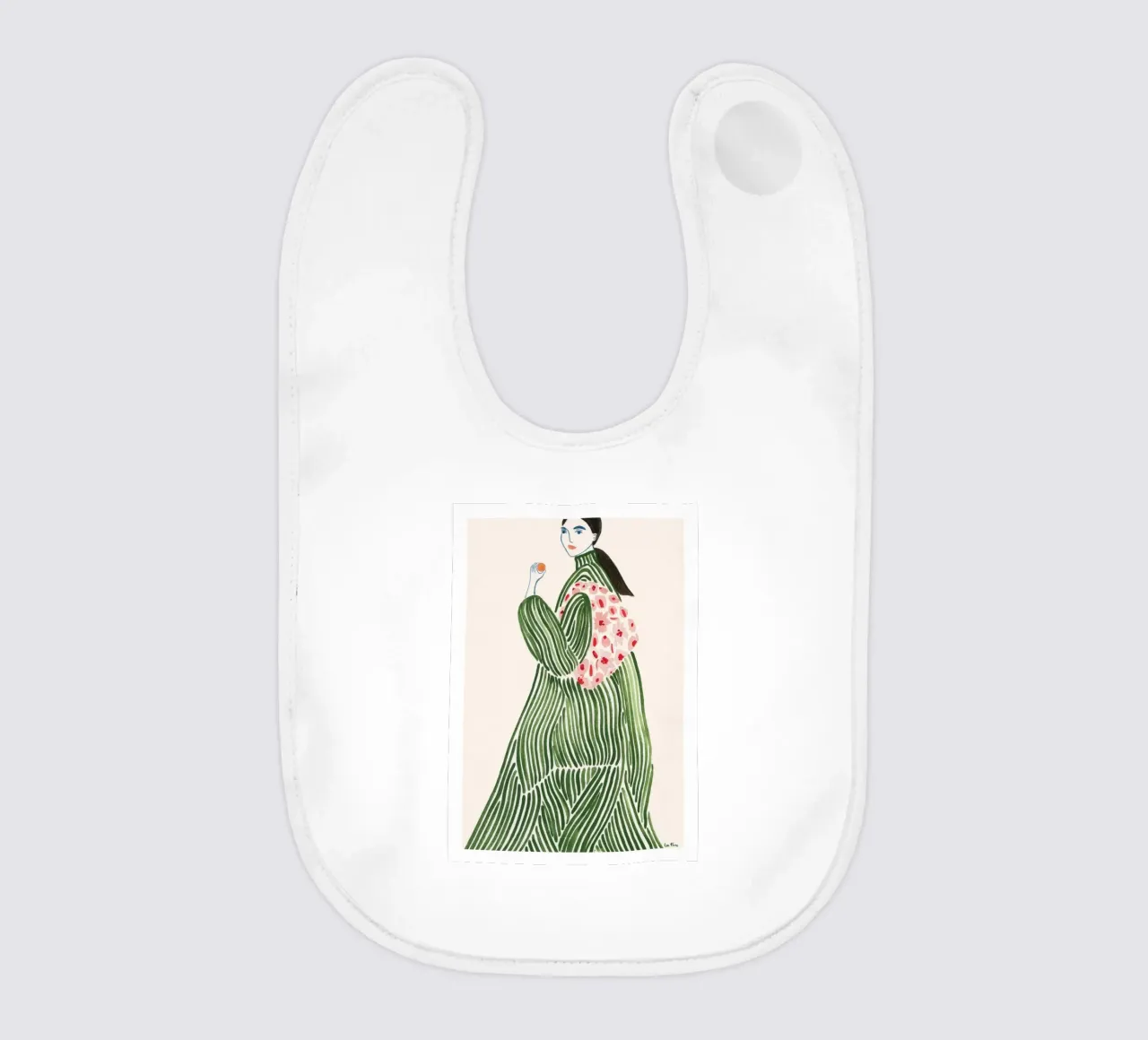 rayures femme motif fleuri cheveux longs vert bavoir de William Allen