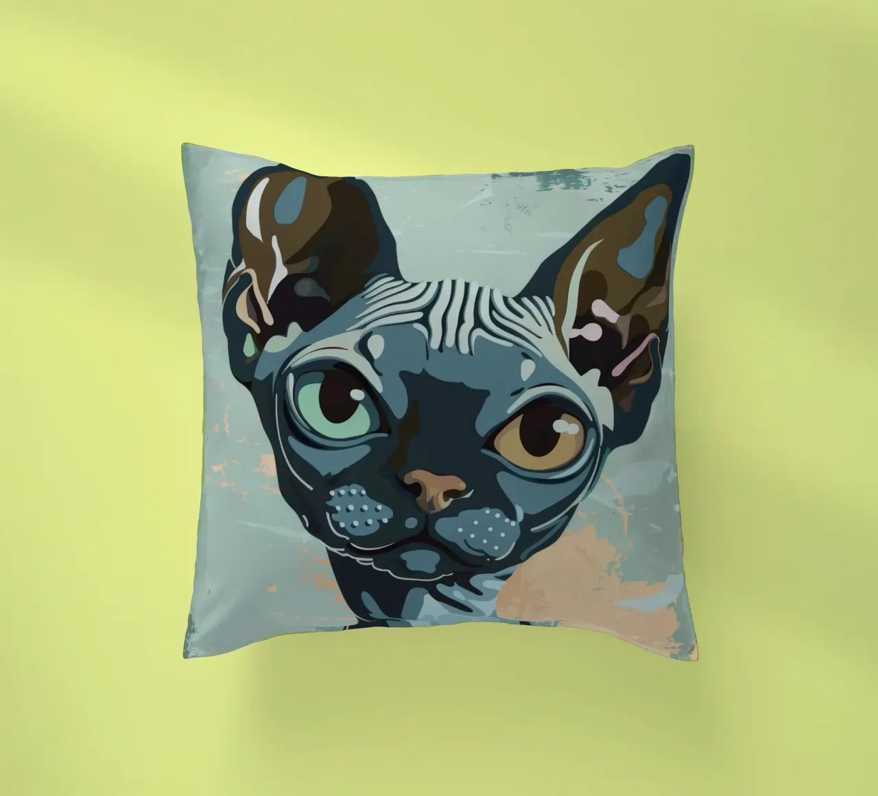 Ritratto artistico di un gatto sphynx cuscino da DesignDoodle