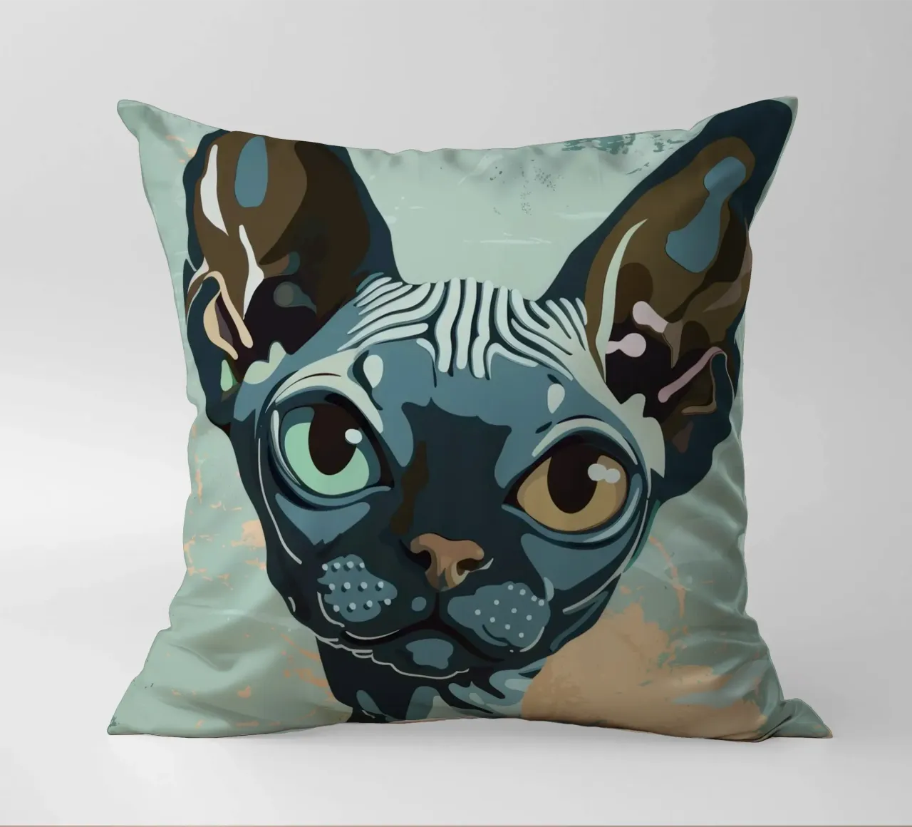 Ritratto artistico di un gatto sphynx cuscino da DesignDoodle