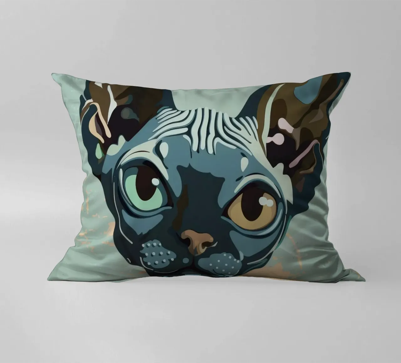 Ritratto artistico di un gatto sphynx cuscino da DesignDoodle