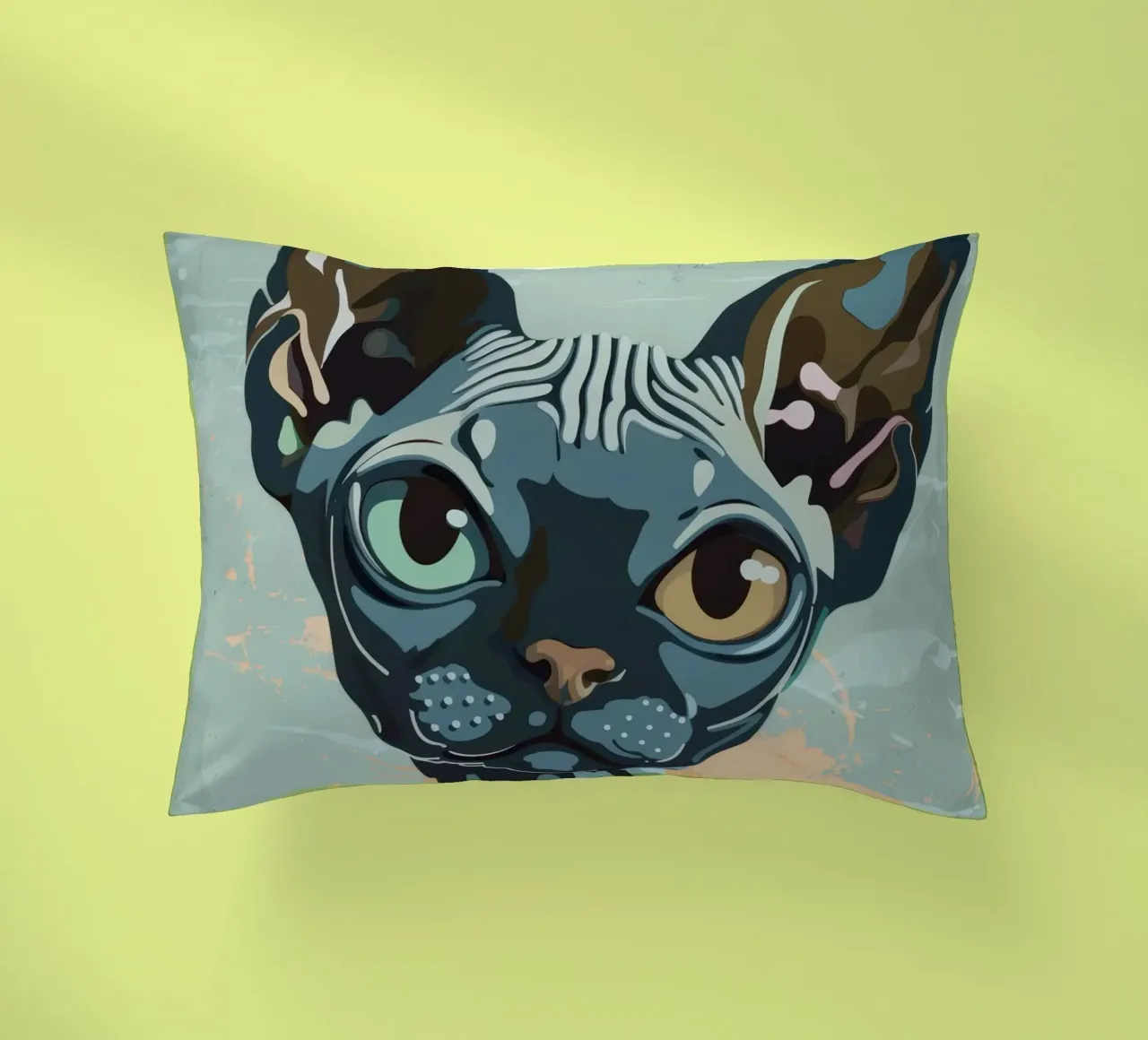 Ritratto artistico di un gatto sphynx cuscino da DesignDoodle