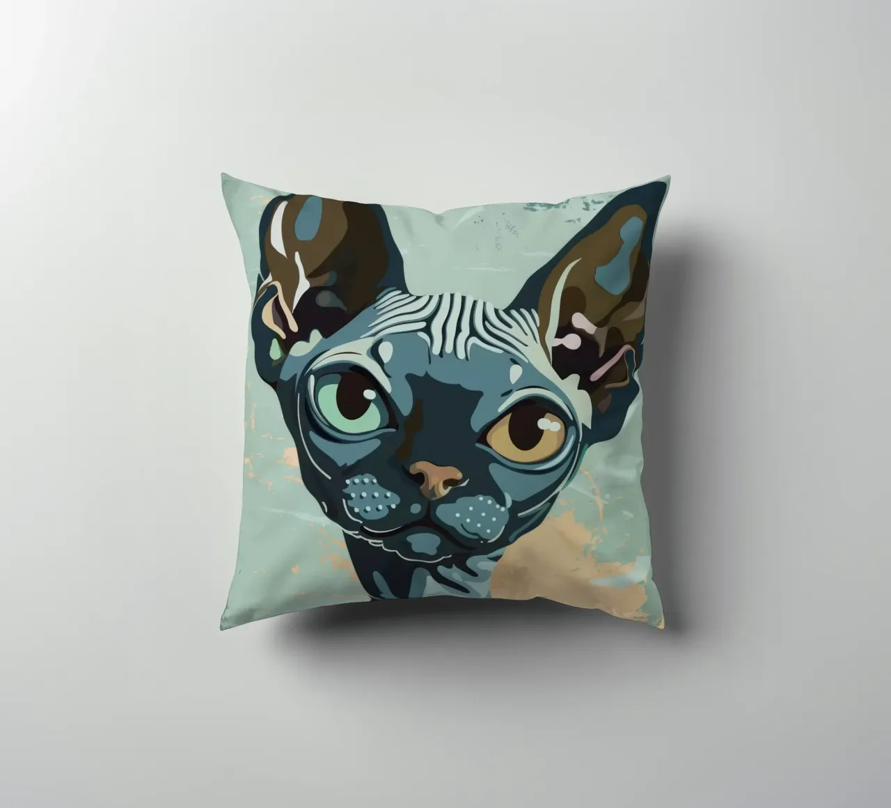 Ritratto artistico di un gatto sphynx cuscino da DesignDoodle
