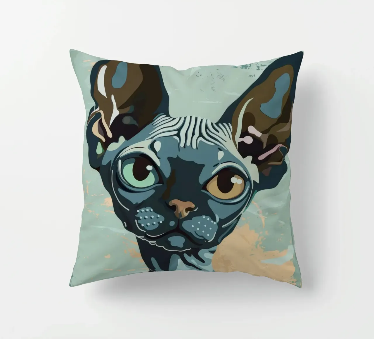 Ritratto artistico di un gatto sphynx cuscino da DesignDoodle