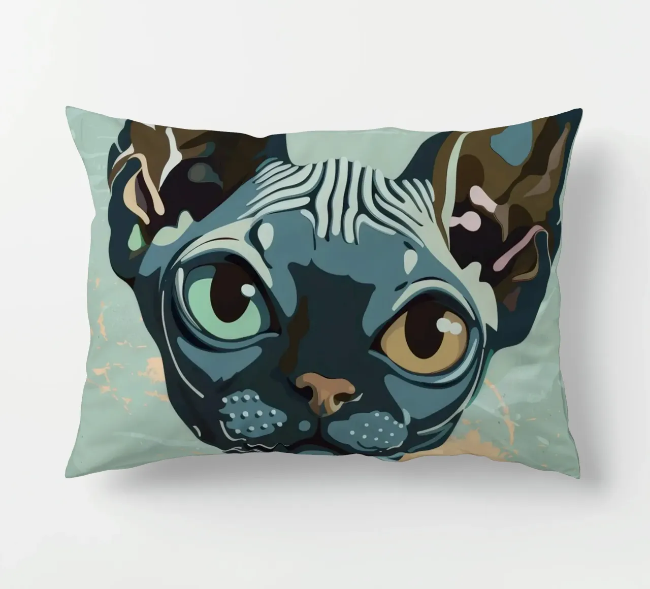 Ritratto artistico di un gatto sphynx cuscino da DesignDoodle
