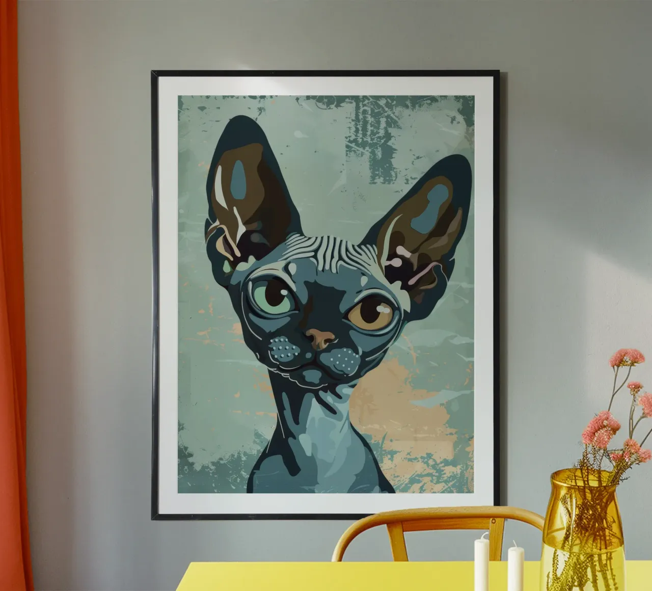 Ritratto artistico di un gatto sphynx carta hahnemühle da DesignDoodle