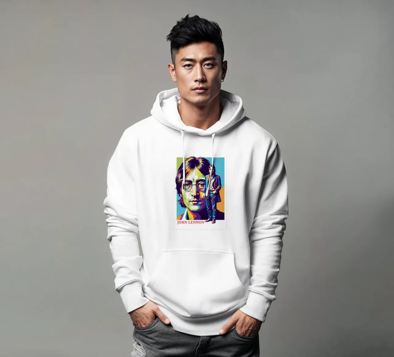 John Lennon style felpa con cappuccio da Hantamrata