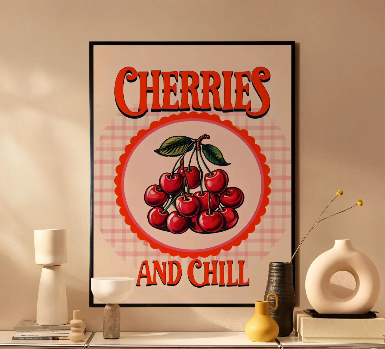 Ciliegie e freddo poster con telaio in alluminio da 🥝 KIWI STORE