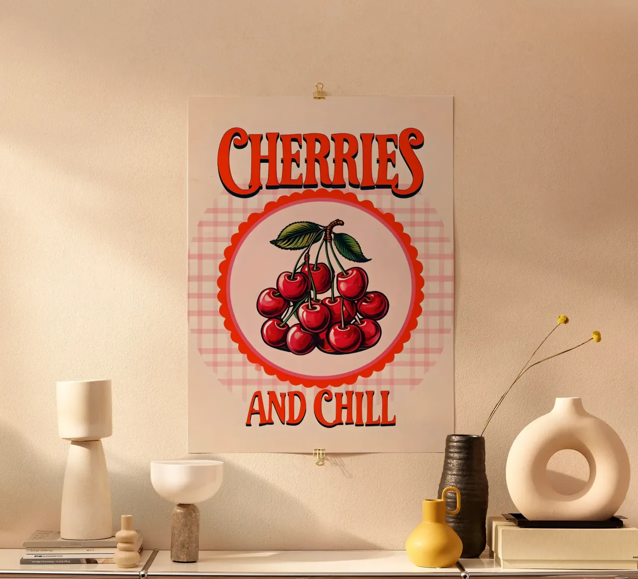 Ciliegie e freddo poster con telaio in alluminio da 🥝 KIWI STORE