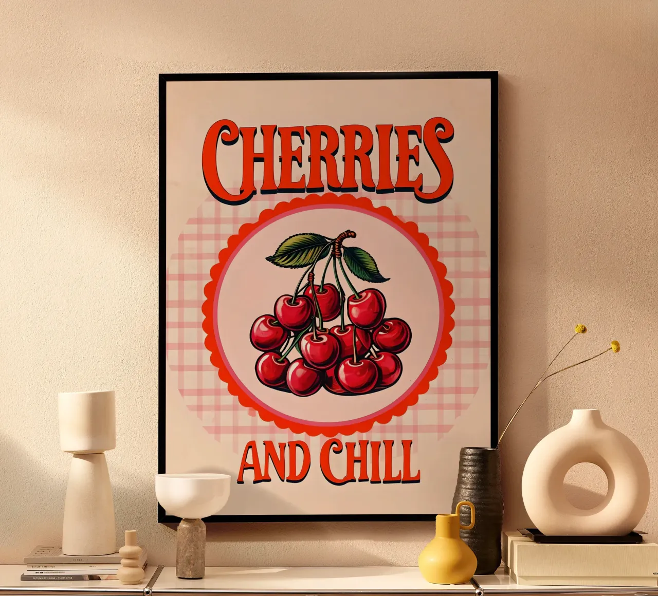 Ciliegie e freddo poster con telaio in alluminio da 🥝 KIWI STORE
